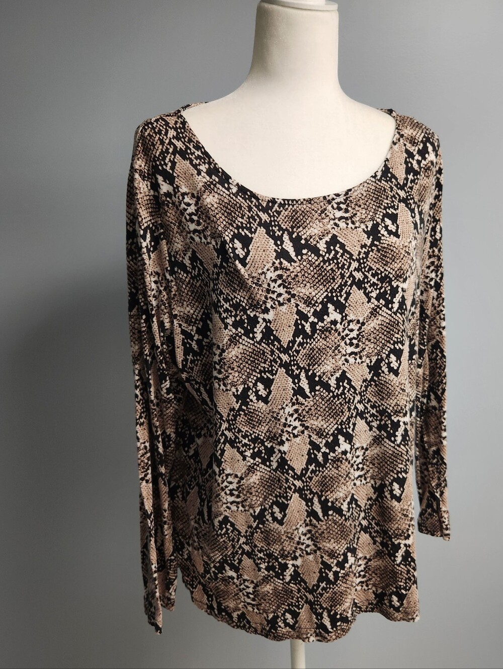 Mario Serrani Beige & Black Snake Print Top